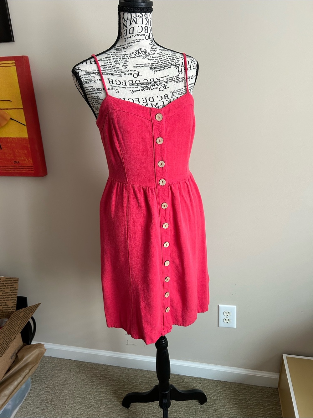 Universal Thread Hot Pink Button-Front Midi Sundress